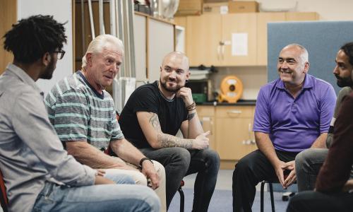 Group of men in a support group