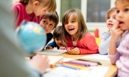 Happy children in a school-like setting