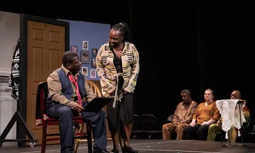 Two Y-Haven residents perform on stage for Steps &amp; Stages